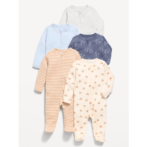 2-Way-Zip Sleep & Play Footed One-Piece 5-Pack for Baby 3-6 month