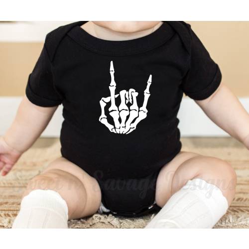 Rock on onesie®, Skeleton onesies®, Baby shower gifts, Goth Punk onsie®, black infant bodysuits, Minimalist clothes, Rocker baby