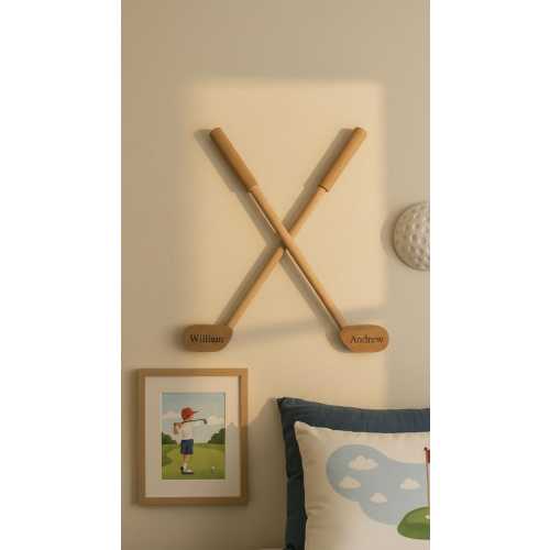 Wooden Golf Club Wall Decor: Rustic Man Cave or Nursery Art