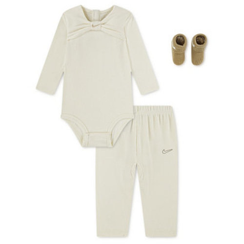 Baby Girls' Long-Sleeve Bodysuit, Pants and Socks, 3-Piece Set