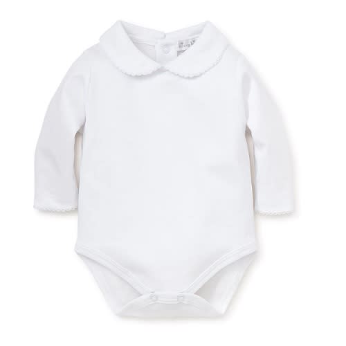 White Kissy Basics L/S Bebe Collar Bodysuit