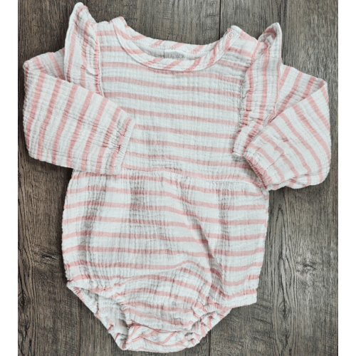 Baby Girl Clothes Lila & Jack 9-12 Month Pink & White Muslin Bodysuit