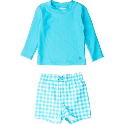 Long Sleeve Two-Piece Rashguard Swimsuit, 3-6M