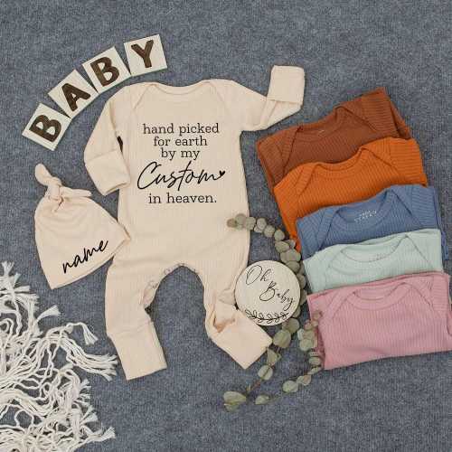 Custom Hand Picked for Earth by My Grandma in Heaven Bodysuit, Pregnancy Announcement, Baby Shower Gift, Set Baby Clothes, Newborn Outfits