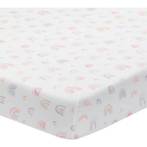 Watercolor Pastel Rainbow 100% Cotton Baby Fitted Crib Sheet