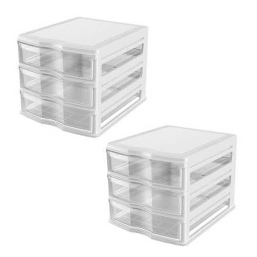 Life Story 3 Drawer Stackable Shelf Organizer Plastic Storage Drawers for Bathroom Storage, Make Up, Or Pantry Organization, White