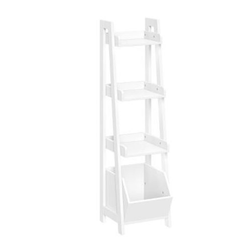 RiverRidge Kids' 4-Tier 13" Ladder Shelf Toy Organizer and Book Storage with 3 Open Display Shelf White