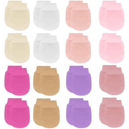 16 Pairs Newborn Baby Cotton Mittens No Scratch Gloves Newborn Mittens Infant Toddler Gloves for Boys Girls 0-6 Month