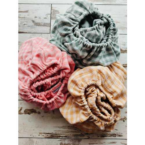 Checked Muslin Crib Sheet: Handmade Gingham Cotton Baby Bedding