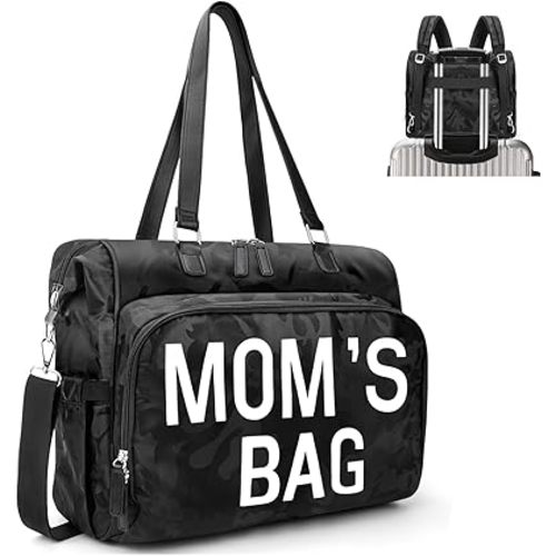 Diaper Bag Backpack Baby Bag, 4 in 1 Diaper Bag Tote, Mommy Bag for Hospital with 14 Pockets, Diaper Tote Bag for Labor & Delivery, Large Waterproof Baby Travel Bag with 3 Insulated Pockets, Black