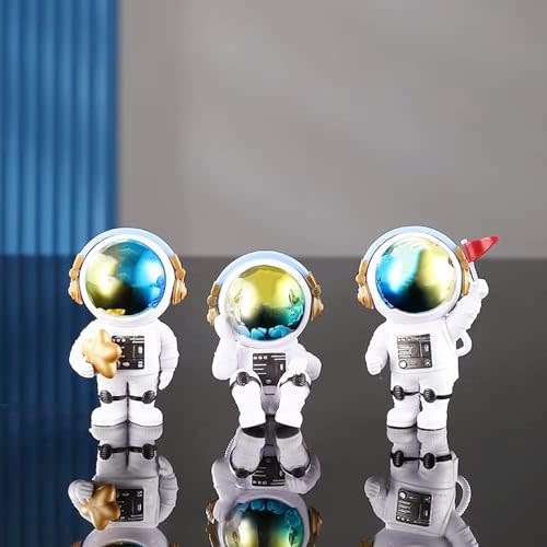 Gradient Astronaut Figurines, Space Theme Statues Cake Toppers Shelf Room Nursery Home Decor