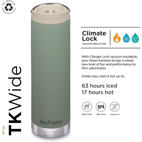 Klean Kanteen 20oz TKWide Insulated Coffee Tumbler with Café Cap - Sea Spray