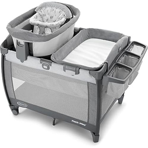 Graco® Pack ’n Play Sit ’N Grow Playard, Portable Infant Bassinet, Adjustable Seat, Built‑In Storage