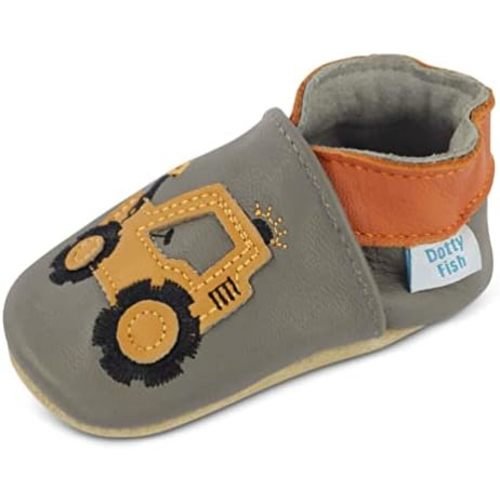 Dotty Fish Soft Sole Leather Baby Shoes - Barefoot, Non-Slip, Unisex