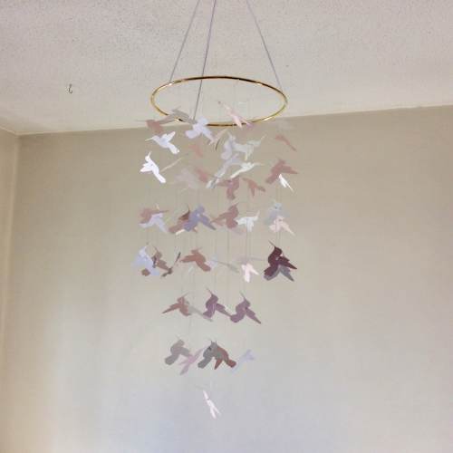 Hummingbird paper mobile, Baby nursery mobile, Blush pink and white Hummingbird mobile! Crib mobile, Wedding decor, bridal shower