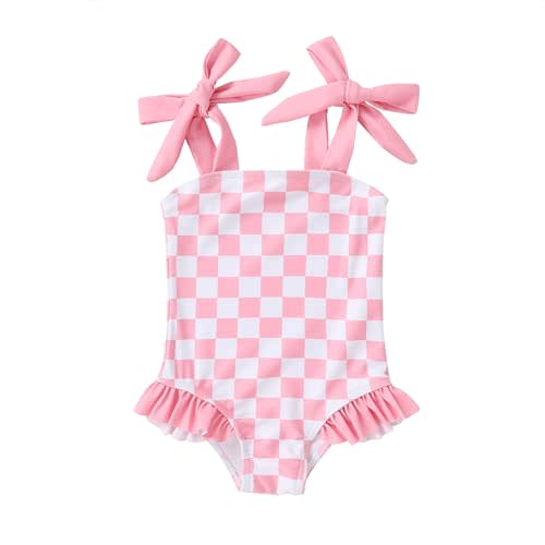 YOUNGER TREE Toddler Swimsuit Girl Color Block Stripe One-Piece Swimwear Baby Girl Bathing Suits
