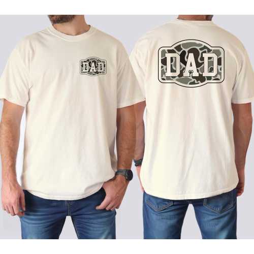 Comfort Colors® Camouflage Dad Shirt, Fathers Day Gift, Dad Shirt, Retro Dad Shirt, Gift For Dad, Varsity Dad Shirt, Duck Camo Fathers Shirt
