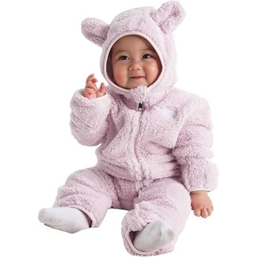 The North Face Baby Campshire One-Piece | Cozy Fleece Winter Onesie for Toddlers, Built In Mittens, Booties & Attached Hood with Bear Ears, Pale Blossom, 18 Months