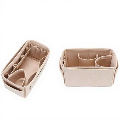 Alilang Felt Purse Organizer Insert with Multiple Pockets and Zipper Compartment - Light Beige