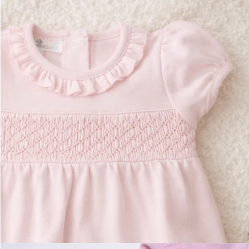 Baby Girl Pink Smocked Bubble - Magnolia Baby Soft Pima Cotton