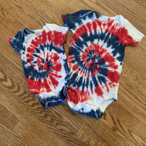 Patriotic Swirl Tie Dye // Baby Onesie // Red, White & Blue // Long Sleeve or Short Sleeve