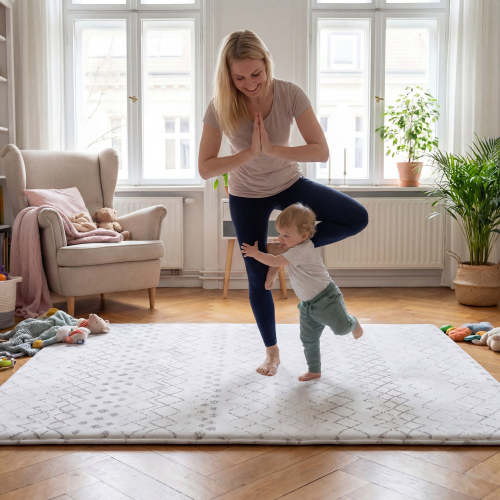 Elasti-Foam™ Nomad Diamond Shag Mat - Sand/Charcoal