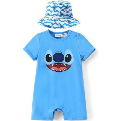Disney Baby Boy's 2-Piece Romper and Sun Hat Outfit Set Newborn to Infant