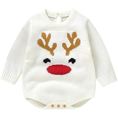 Newborn Sweater Romper Baby Girl Boy Christmas/Halloween Outfit Knit Warm Onesie Cute Baby Fall Winter Clothes