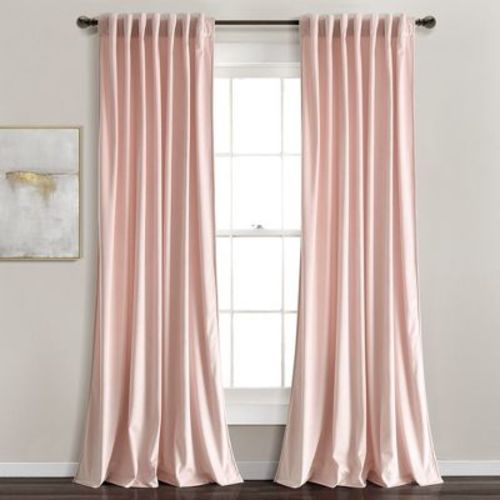 Lush Décor Prima Velvet Solid Light Filtering Back Tab/Rod Pocket Window Curtain Panels Blush 54x84 Set