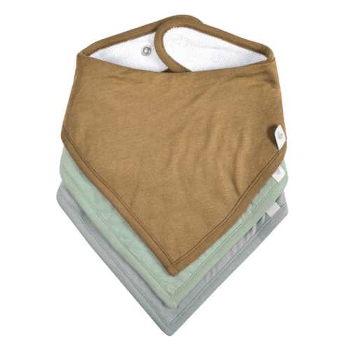 Perlimpinpin Bamboo Bibs 3 Pack - Honey, Moss and Pebble