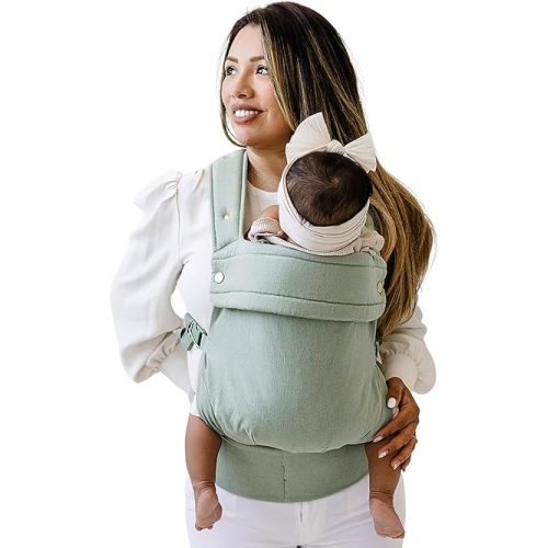 Ava & Oliver Essential Baby Carrier – Ergonomic, Hip-Healthy Soft Structured Carrier for Infants & Toddlers (7–35lbs) - Front and Back Carry, Breathable Fabric, Stylish & Lightweight (Matcha)