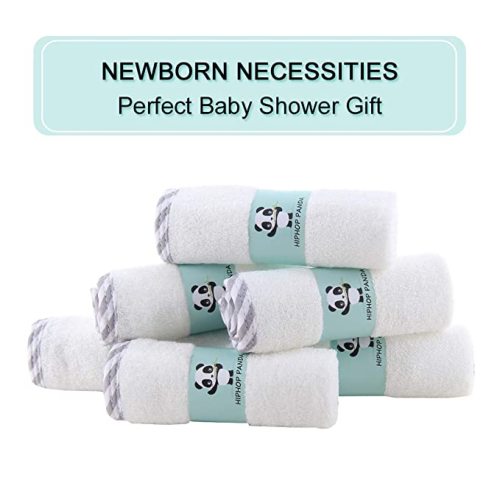 HIPHOP PANDA Hypoallergenic Bamboo Baby Washcloths - 2 Layer Ultra Soft Absorbent Newborn Bath & Face Towel for Delicate Skin - Boy Girl Shower Gift (Gray Stripe, 6 Pack)