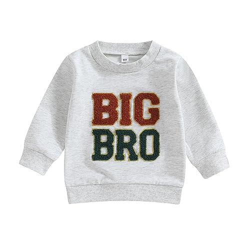 VISGOGO Infant Baby Boy Girls Big Lil Bro Big Lil Sis Matching Set Sweatshirt Romper Embroidery Sweater Toddler Clothes