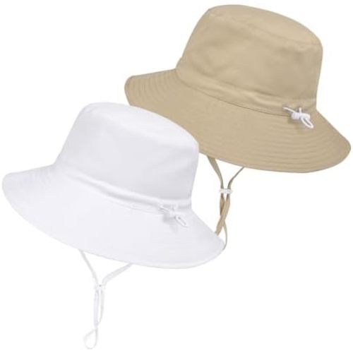 Baby Toddler Sun Hat,Boys Girls Adjustable Bucket Hat for Kids UPF 50+ Sun Protective Child Summer Beach Hats 0-5 Years