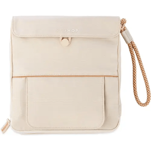 Skip Hop Travel Baby Changing Pad with Easy-Clean Surface, Covers Public Changing Stations, Wipes Pocket, Diaper Storage, Disposable Bag Dispenser and Magnetic Wipes Pocket, Clean Slate, Oat