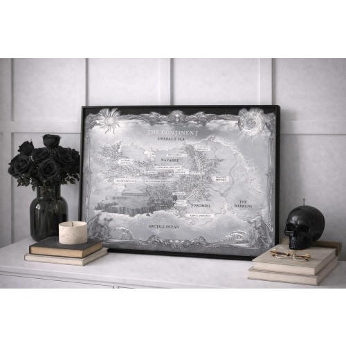 Fourth Wing Map Print | Black & White Continent Art (Digital Download)