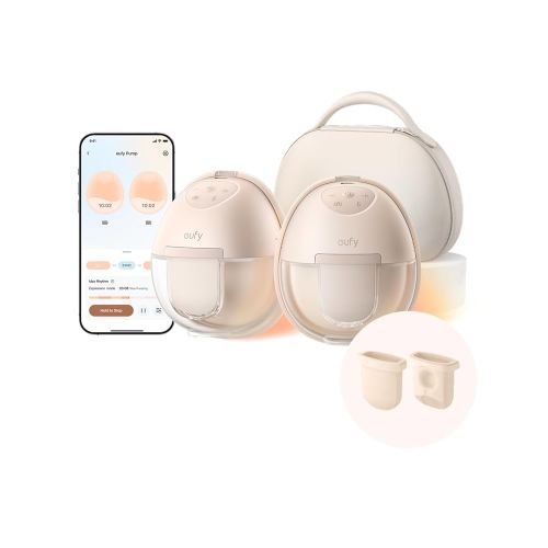 eufy Heated Wearable Breast Pump S1 Pro with Original Diaphragm (2-Pack), Slim Hands-Free Breast Pump with Industry-Leading HeatFlow™ Tech, Wireless Charging Case, App-Controlled OptiRhythm™