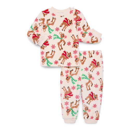Christmas Rudolph Unisex Baby Print Plush Top and Pants Set, 2-Piece, Sizes Newborn-24M