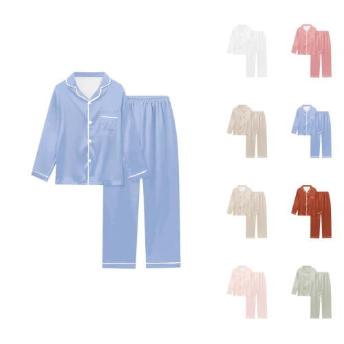 Sexy Pajama Sets for Women – Satin Nightgowns, Comfortable Sleepwear for Women Women's Satin Solid Long Sleeve Pajama Set Comfort Loungewear