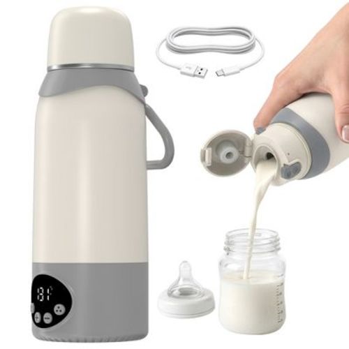 Garnen Portable Milk Warmer 500ml, Breast Milk Warmer for Baby Travel Night Feeding, 316L Stainless Steel BPA-Free USB C Fast Heating Baby Milk Warmer