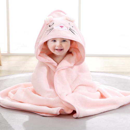 Liyufly, Baby Bath Towel, Pink, 31.5" x 31.5", Hooded, Absorbent