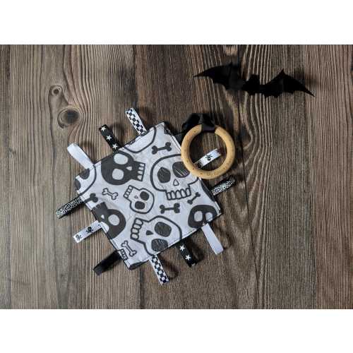 Goth Baby Crinkle Toy – High Contrast Sensory Play - Skull pattern