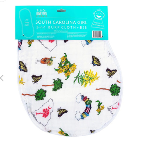 Baby Burp Cloth & Bib Combo: South Carolina Girl - Buy Now – Little Hometown