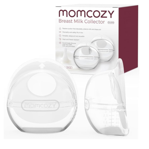Momcozy Breast Milk Collector, Milk Collectors for Breastfeeding, Reusable Breast Milk Shells, Silicone Catcher with More Fit & Soft (3oz/90ml, 2 Counts)