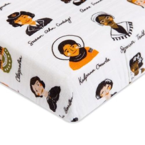 Babyletto Mini Crib Sheet in GOTS Certified Organic Muslin Cotton - Women In History