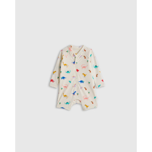 Long Sleeve Zip-Up Rash Guard One-Piece - Baby in Dinosaurs