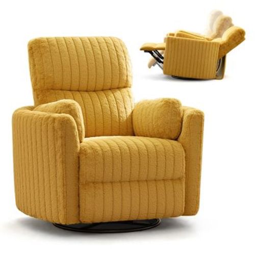 KERDOM Electric Recliner Chair, Swivel Rocker Recliner Chair with USB Ports, Golden Yellow