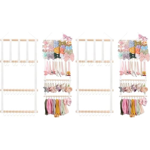 POVETIRE Headband Holder Hair Bows Organizer for Girls, Baby Headbands Hair Accessories Organizer Storage Wall Hanging Decor for Toddler Girls Room (Pack of 2)