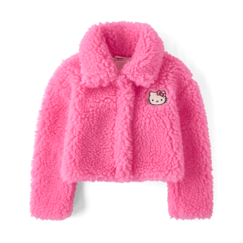 Girls Hello Kitty® Applique Sherpa Jacket - Pink