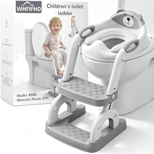 Potty Training Toilet with Step Stool: 8 Heights for Toddler 2-in-1